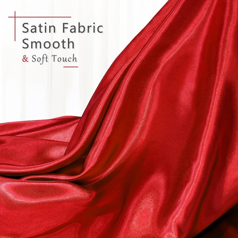 Entisn Red Satin Fabric by The Yard, Silky Fabric 60 Inch Charmeuse Satin Fabric, Soft Cloth Fabric for Wedding Decor, DIY Crafts, Napkins, Bridal Dress, Sewing(1 Yard) - Image 2